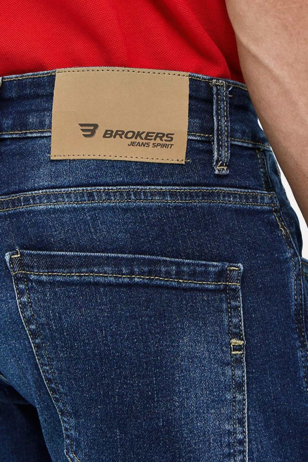 Aνδρικό παντελόνι τζιν Brokers slim fit μπλε ελαστικό denim Brokers casual παντελόνι 26013-401-358