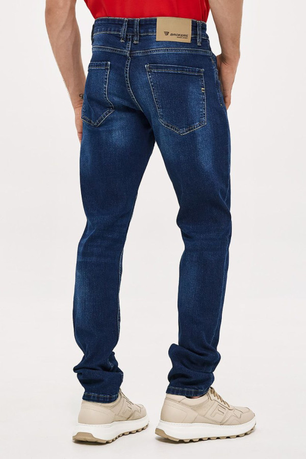 Aνδρικό παντελόνι τζιν Brokers slim fit μπλε ελαστικό denim Brokers casual παντελόνι 26013-401-358