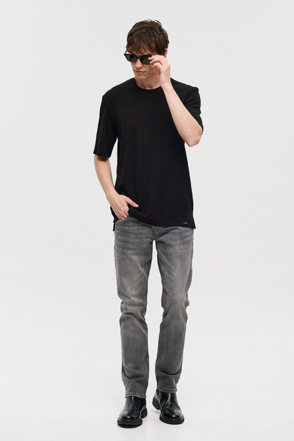 Ανδρικό τζιν Brokers μαύρο washed σε regular fit 26513-207-357