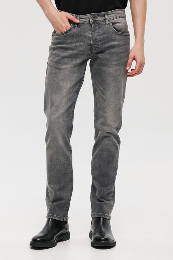 Ανδρικό τζιν Brokers μαύρο washed σε regular fit 26513-207-357