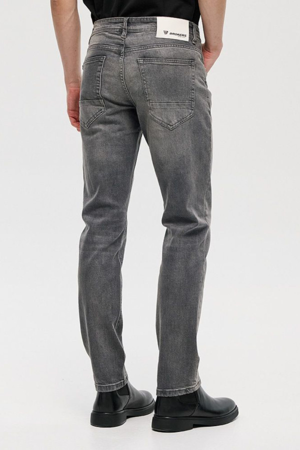 Ανδρικό τζιν Brokers μαύρο washed σε regular fit 26513-207-357