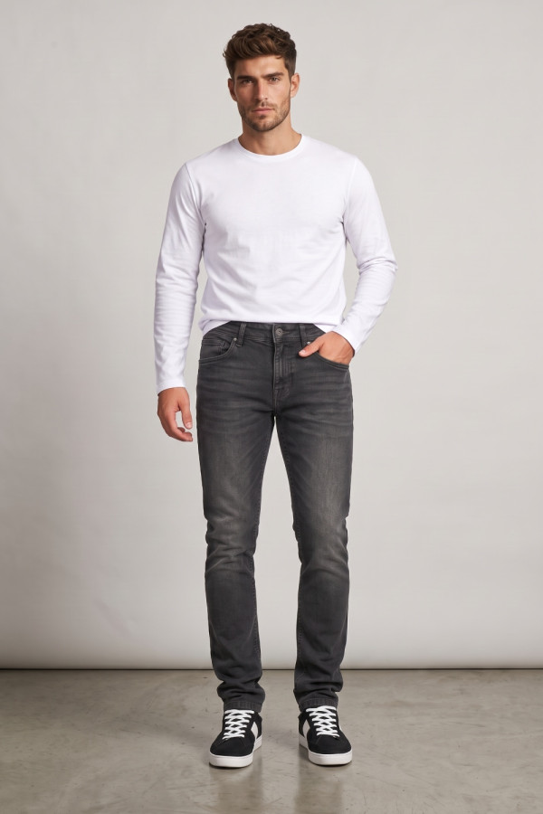 Ανδρικό τζιν Brokers μαύρο washed σε slim fit γραμμή 26513-405-359