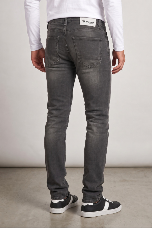 Ανδρικό τζιν Brokers μαύρο washed σε slim fit γραμμή 26513-405-359