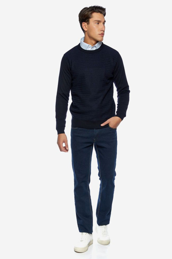 Ανδρικό τζιν Sogo μπλε βαμβακερό ελαστικό classic fit 26533-094-354