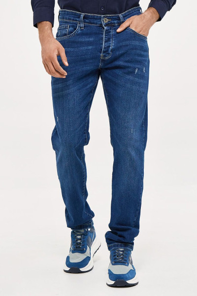 Ανδρικό jean Brokers μπλε regular fit με διακριτικές φθορές 26013-213-354