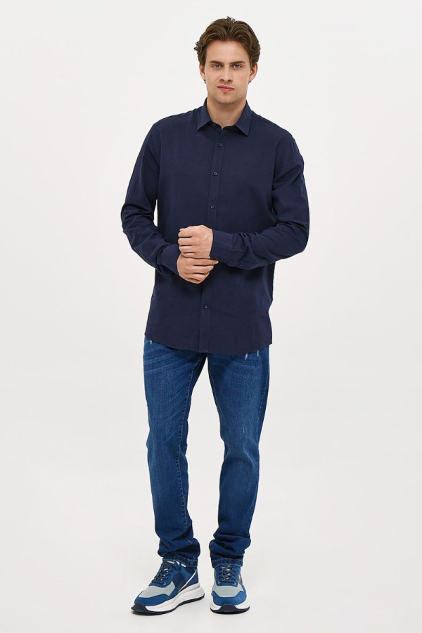 Ανδρικό jean Brokers μπλε regular fit με διακριτικές φθορές 26013-213-354