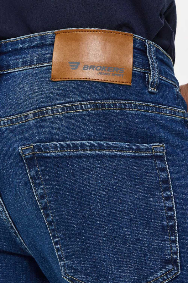 Ανδρικό jean Brokers μπλε regular fit με διακριτικές φθορές 26013-213-354