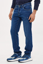 Ανδρικό jean Brokers μπλε regular fit με διακριτικές φθορές 26013-213-354