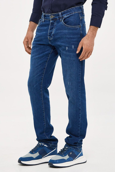 Ανδρικό jean Brokers μπλε regular fit με διακριτικές φθορές 26013-213-354