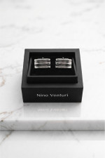 Ανδρικά μανικετόκουμπα Nino Venturi ασημί με γεωμετρικό σχέδιο 2420 Ανδρικά μανικετόκουμπα Nino Venturi ασημί με γεωμετρικό σχέδιο 2420