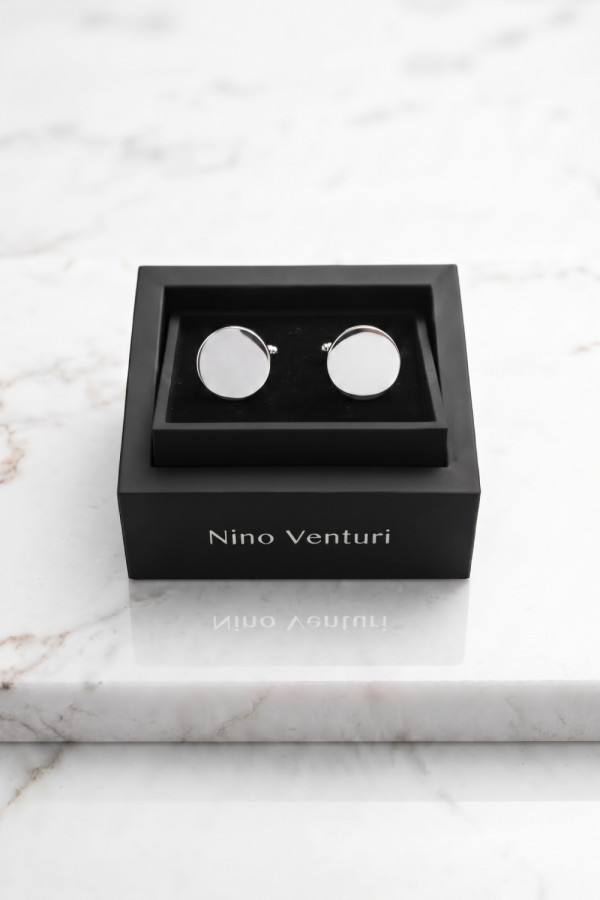 Ανδρικά στρογγυλά μανικετόκουμπα Nino Venturi σε ασημί απόχρωση 2422 Ανδρικά στρογγυλά μανικετόκουμπα Nino Venturi σε ασημί απόχρωση 2422