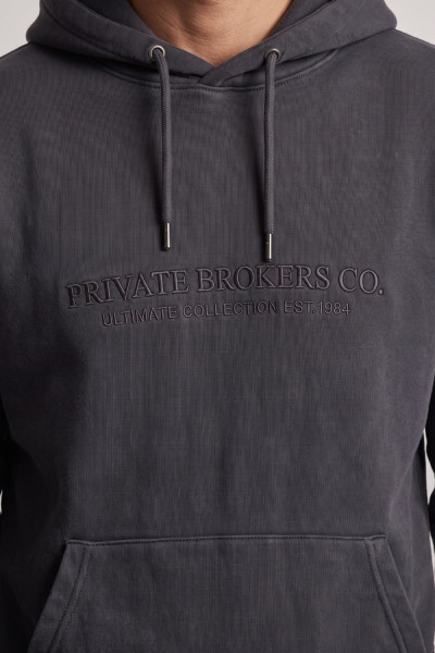 Ανδρικό φούτερ Brokers ανθρακί με κουκούλα και κεντημένο logo 26518-213-851