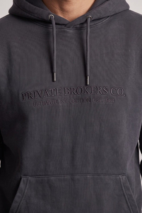 Ανδρικό φούτερ Brokers ανθρακί με κουκούλα και κεντημένο logo 26518-213-851