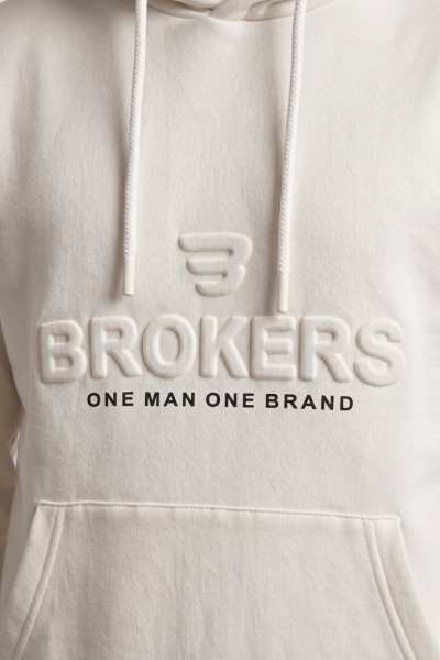 Ανδρικό φούτερ Brokers εκρού με κουκούλα και fleece επένδυση 26518-212-851