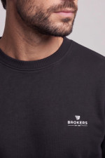Ανδρικό φούτερ Brokers μαύρο βαμβακερό με λογότυπο  26518-108-851