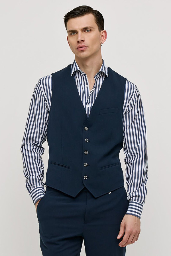 SOGO ΑΝΔΡΙΚΟ ΓΙΛΕΚΟ ΣΑΚΑΚΙΟΥ SLIM FIT ΜΠΛΕ 25031-092-174