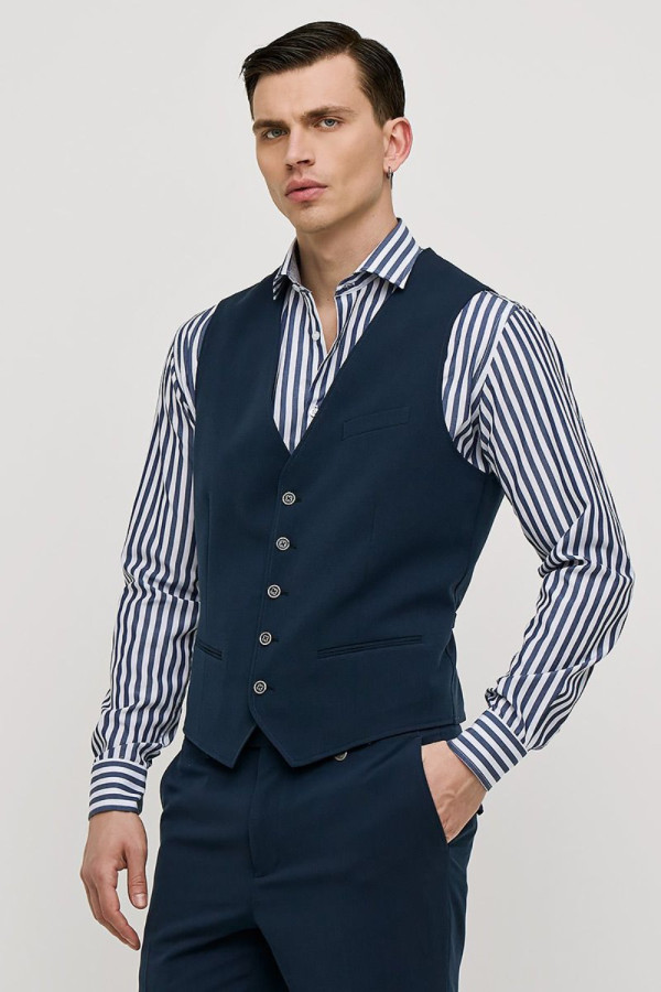 SOGO ΑΝΔΡΙΚΟ ΓΙΛΕΚΟ ΣΑΚΑΚΙΟΥ SLIM FIT ΜΠΛΕ 25031-092-174