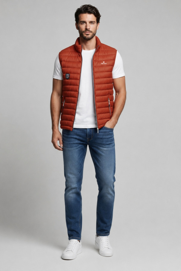 Ανδρικό αμάνικο μπουφάν Sogo κεραμιδί puffer 21004-0012