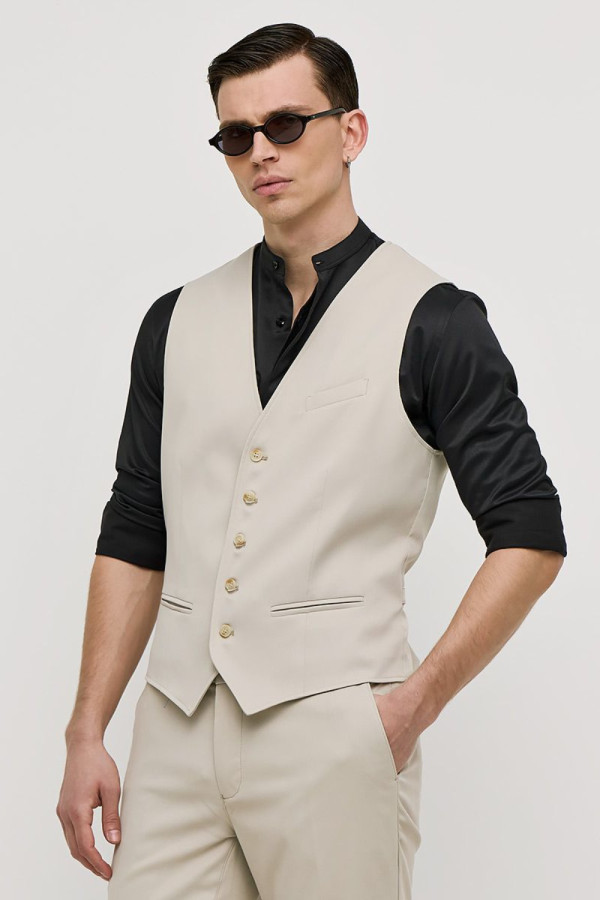 SOGO ΑΝΔΡΙΚΟ ΓΙΛΕΚΟ SLIM FIT ΜΠΕΖ 25031-092-498
