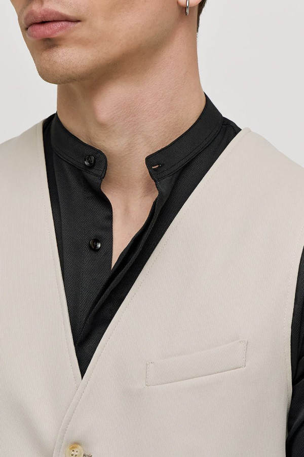 SOGO ΑΝΔΡΙΚΟ ΓΙΛΕΚΟ SLIM FIT ΜΠΕΖ 25031-092-498