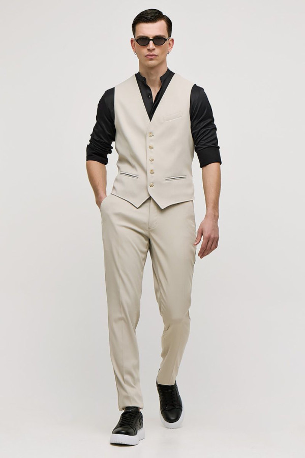 SOGO ΑΝΔΡΙΚΟ ΓΙΛΕΚΟ SLIM FIT ΜΠΕΖ 25031-092-498