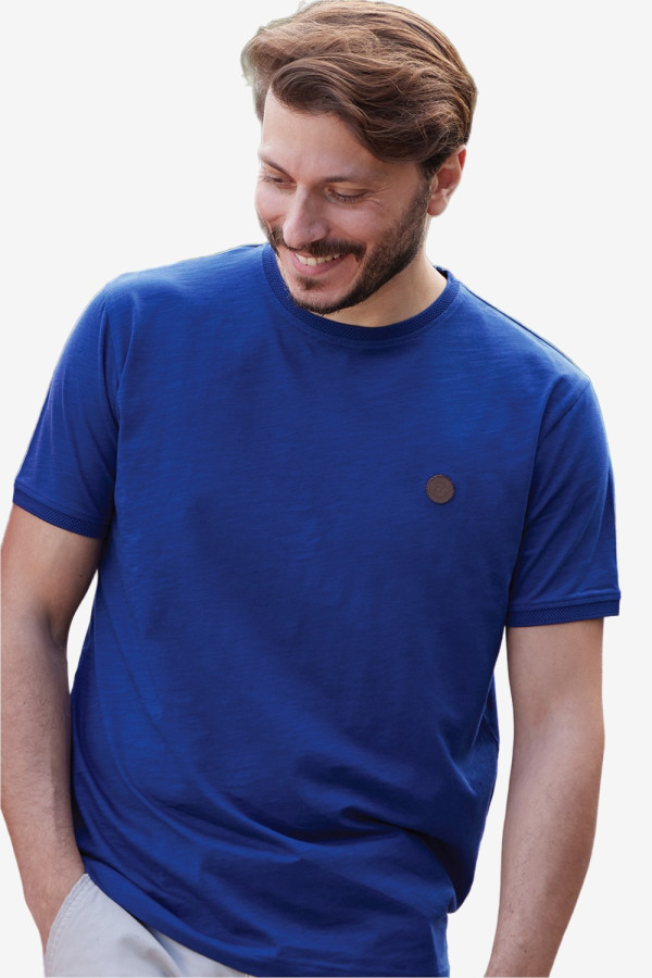 VISCONTI ΑΝΔΡΙΚO ΒΑΜΒΑΚΕΡΟ T-SHIRT ΜΟΝΟΧΡΩΜΟ ΜΠΛΕ 2811-1