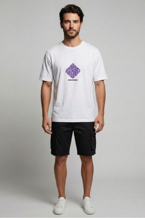 Ανδρικό t-shirt Brokers λευκό με ανάγλυφο 3D τύπωμα 26017-107-751