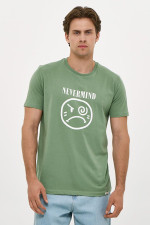 Ανδρικό T-shirt Brokers πράσινο με print βαμβακερό κοντομάνικο 26017-113-751