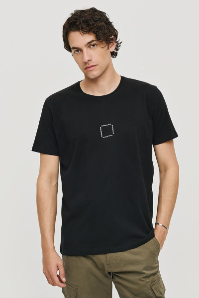 CAMARO ΑΝΔΡΙΚΟ T-SHIRT ΒΑΜΒΑΚΕΡΟ REGULAR FIT ΜΑΥΡΟ 25027-145-751
