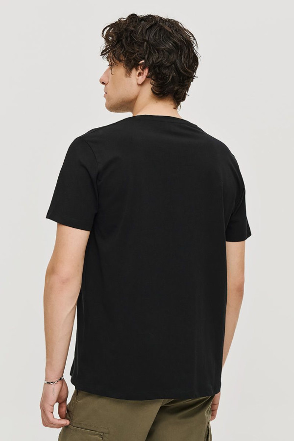 CAMARO ΑΝΔΡΙΚΟ T-SHIRT ΒΑΜΒΑΚΕΡΟ REGULAR FIT ΜΑΥΡΟ 25027-145-751