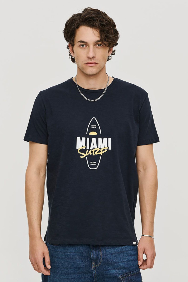 CAMARO ΑΝΔΡΙΚΟ T-SHIRT ΒΑΜΒΑΚΕΡΟ ΜΕ ΤΥΠΩΜΑ ΜΠΛΕ 25027-175-754