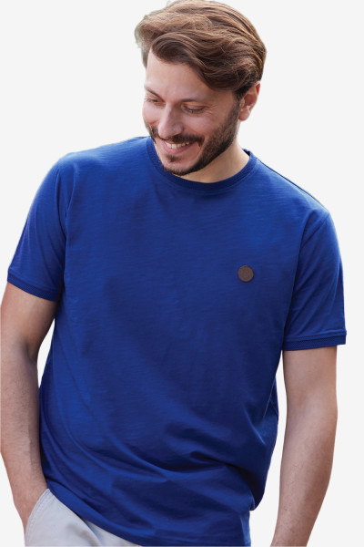 VISCONTI ΑΝΔΡΙΚO ΒΑΜΒΑΚΕΡΟ T-SHIRT ΜΟΝΟΧΡΩΜΟ ΜΠΛΕ 2811-1