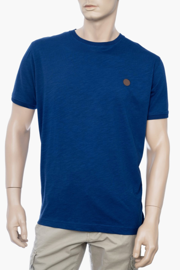 VISCONTI ΑΝΔΡΙΚO ΒΑΜΒΑΚΕΡΟ T-SHIRT ΜΟΝΟΧΡΩΜΟ ΜΠΛΕ 2811-1