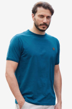 VISCONTI ΑΝΔΡΙΚO ΒΑΜΒΑΚΕΡΟ T-SHIRT ΜΟΝΟΧΡΩΜΟ ΠΕΤΡΟΛ 2811-7