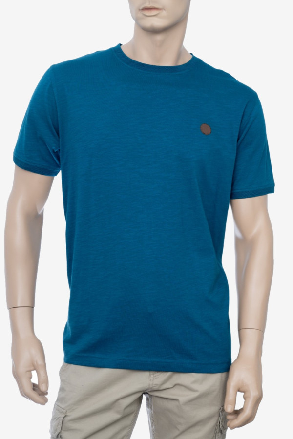 VISCONTI ΑΝΔΡΙΚO ΒΑΜΒΑΚΕΡΟ T-SHIRT ΜΟΝΟΧΡΩΜΟ ΠΕΤΡΟΛ 2811-7
