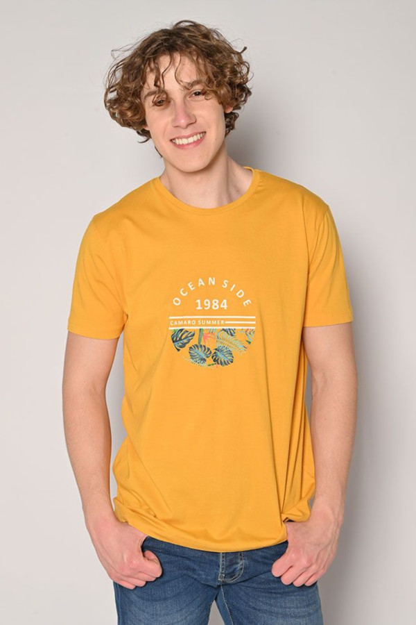 CAMARO ΑΝΔΡΙΚΟ T-SHIRT ΒΑΜΒΑΚΕΡΟ ΜΕ ΤΥΠΩΜΑ ΚΙΤΡΙΝΟ 24027-148-751