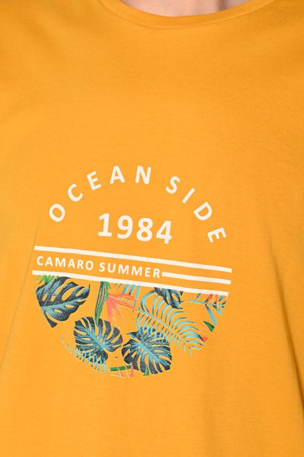 CAMARO ΑΝΔΡΙΚΟ T-SHIRT ΒΑΜΒΑΚΕΡΟ ΜΕ ΤΥΠΩΜΑ ΚΙΤΡΙΝΟ 24027-148-751