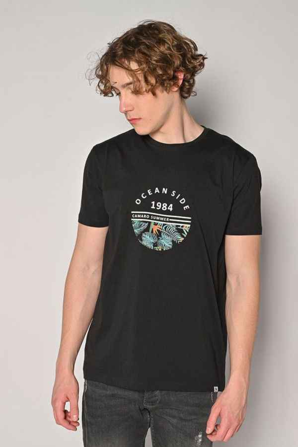 CAMARO ΑΝΔΡΙΚΟ T-SHIRT ΒΑΜΒΑΚΕΡΟ ΜΕ ΤΥΠΩΜΑ ΜΑΥΡΟ 24027-148-751