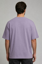 Ανδρικό loose fit t-shirt Brokers μωβ βαμβακερό με slogan print 26017-216-752
