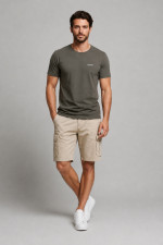Ανδρικό χακί t-shirt Brokers βαμβακερό 26017-100-751