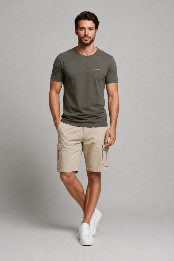 Ανδρικό χακί t-shirt Brokers βαμβακερό 26017-100-751
