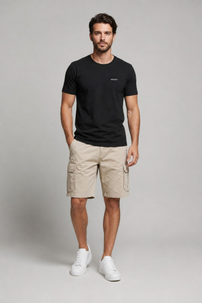 Ανδρικό μαύρο t-shirt Brokers βαμβακερό 26017-100-751