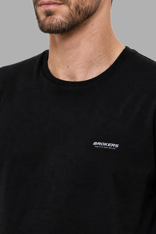 Ανδρικό μαύρο t-shirt Brokers βαμβακερό 26017-100-751