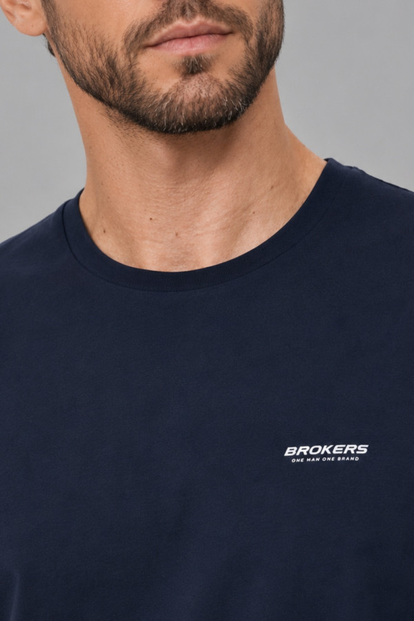 Ανδρικό navy blue t-shirt Brokers βαμβακερό 26017-100-751