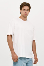 Ανδρικό t-shirt Brokers λευκό loose fit με graphic print στη πλάτη 26017-222-752