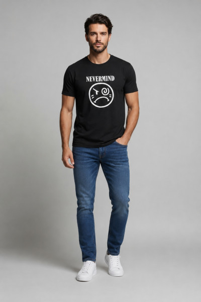 Ανδρικό T-shirt Brokers μαύρο με print βαμβακερό κοντομάνικο 26017-113-751