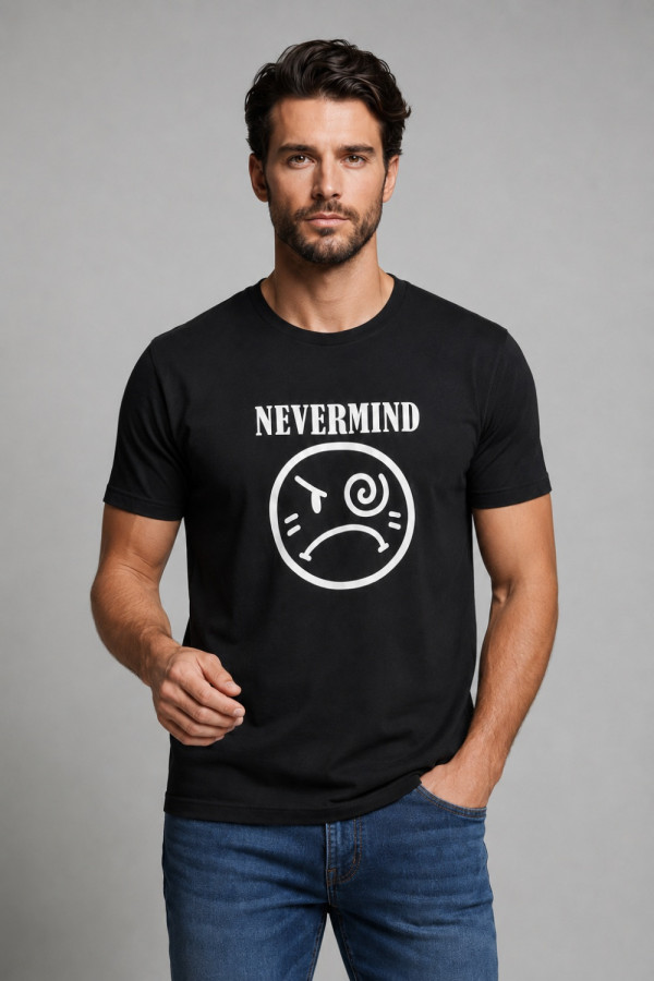 Ανδρικό T-shirt Brokers μαύρο με print βαμβακερό κοντομάνικο 26017-113-751