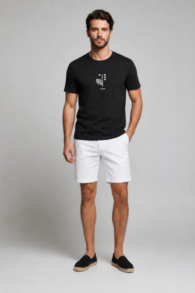 Ανδρικό T-Shirt Brokers μαύρο βαμβακερό με minimal τύπωμα 26017-118-751
