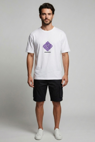 Ανδρικό t-shirt Brokers λευκό με ανάγλυφο 3D τύπωμα 26017-107-751