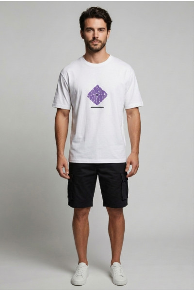 Ανδρικό t-shirt Brokers λευκό με ανάγλυφο 3D τύπωμα 26017-107-751